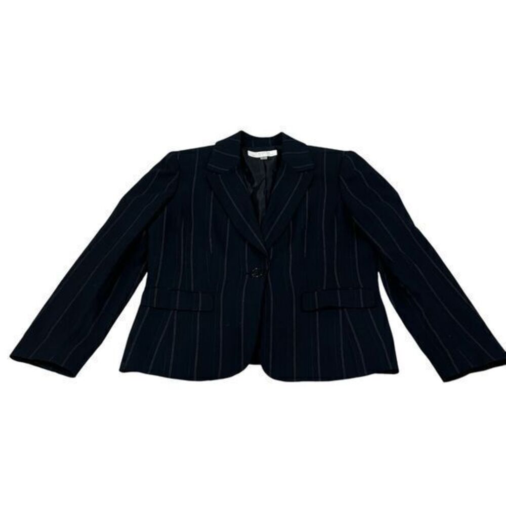 Tahari ASL Arthur‎ S Levine Navy Pinstripe Blazer Women 12 Office Workwear - Picture 3 of 8